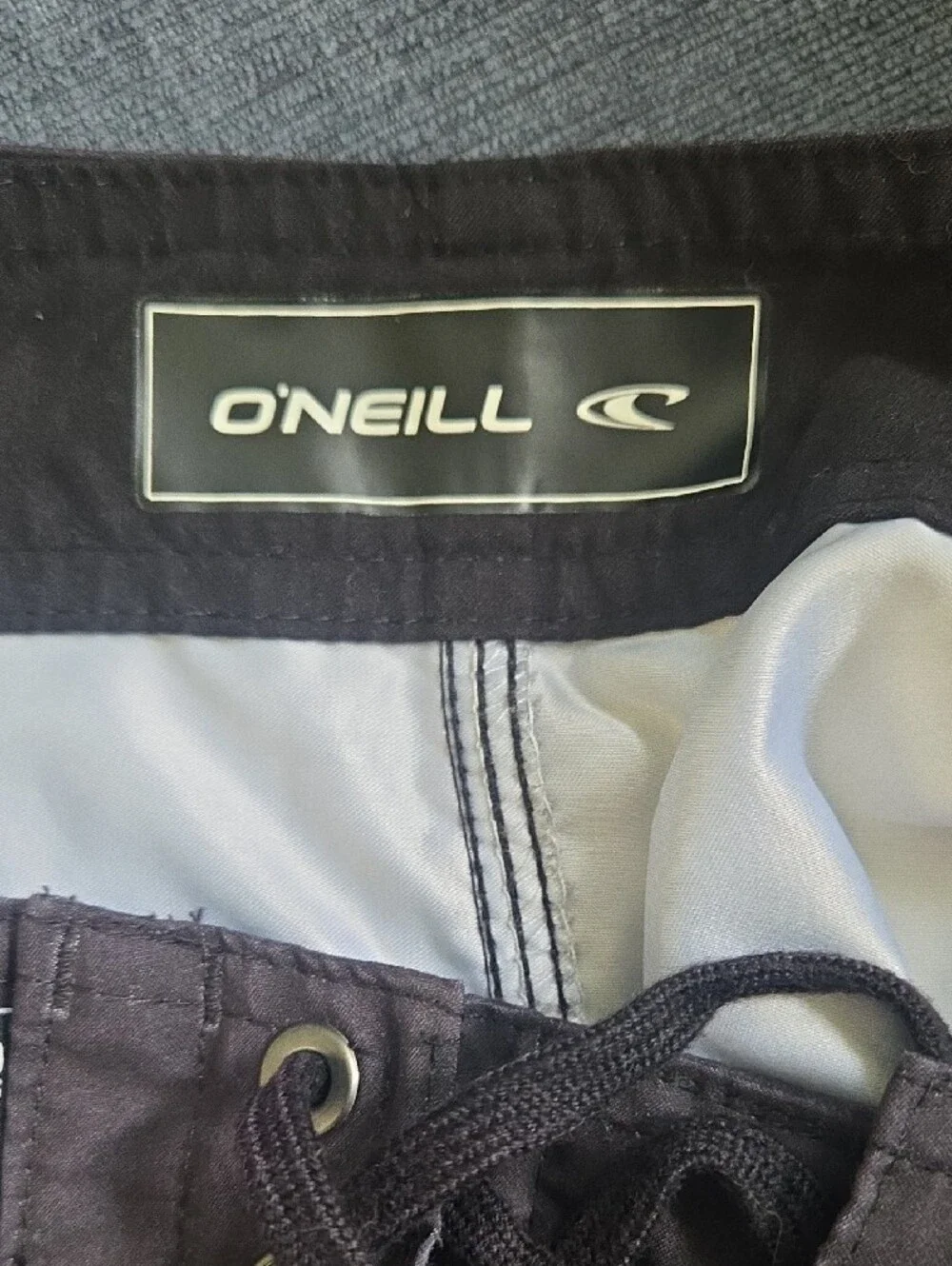 O'Neill Men's Gray with Teal Gradient Striped Board Shorts